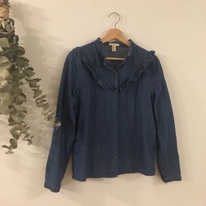 Ruffle Indigo blue jeans Shirt